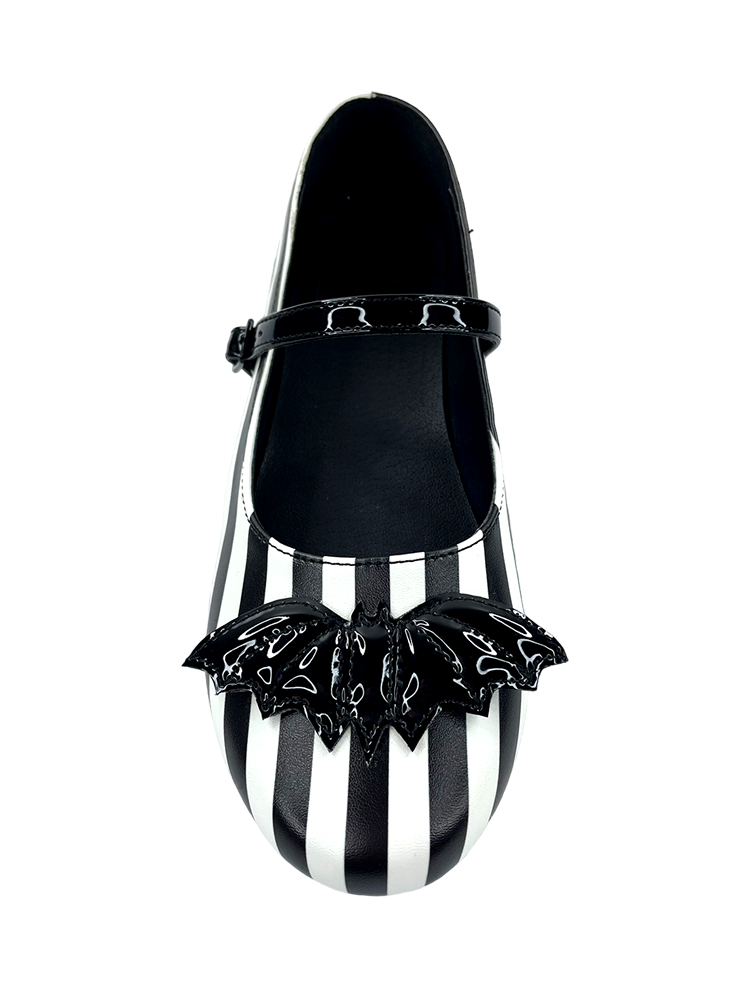 MARY JANE BAT STRIPE - WHITE/BLACK
