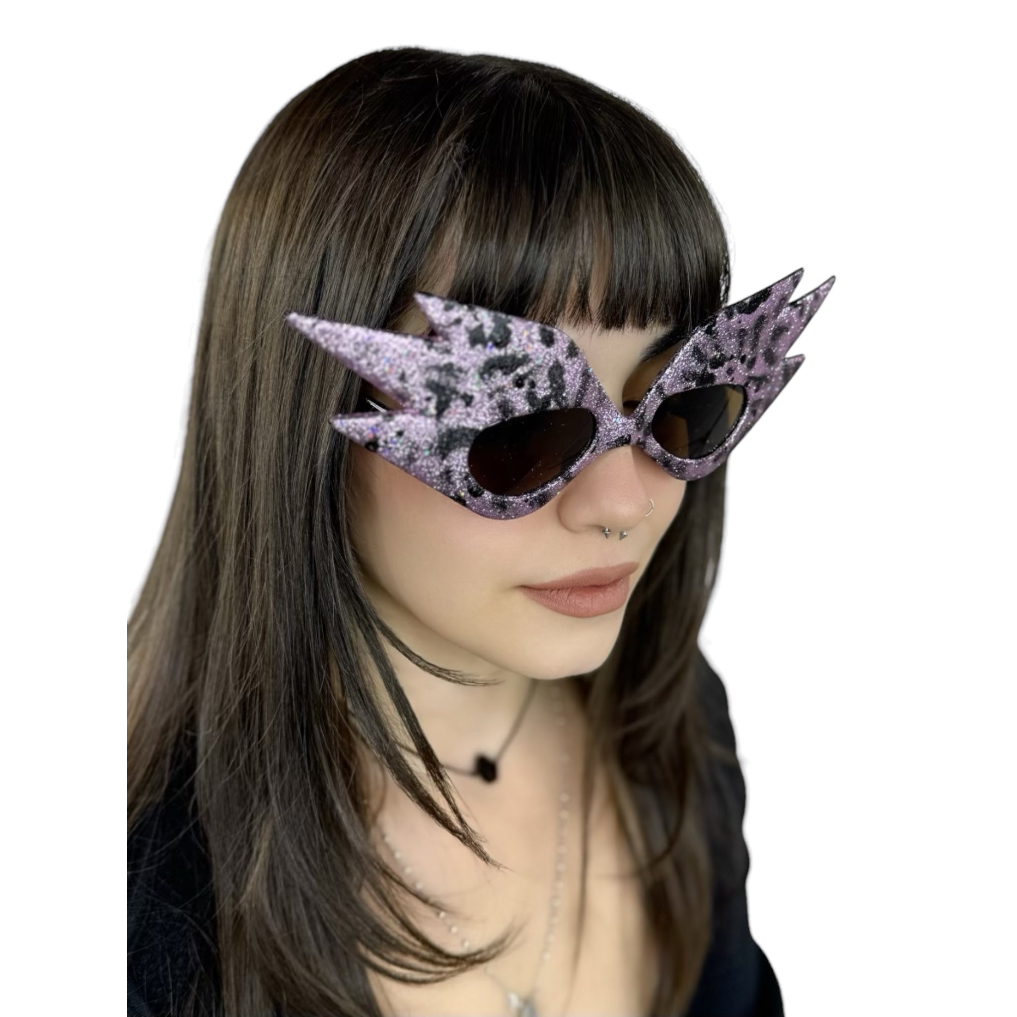 COOL PLACES TONIGHT SUNGLASSES PURPLE/BLACK GLITTER