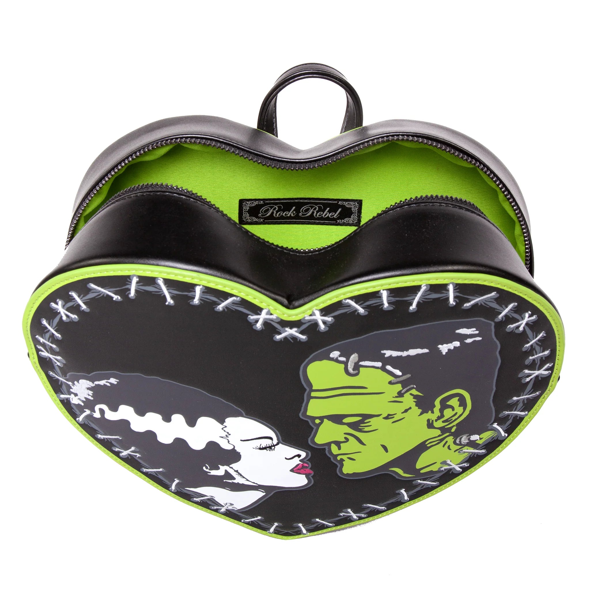 BRIDE AND FRANK STITCH HEART BACKPACK - BLACK/GREEN