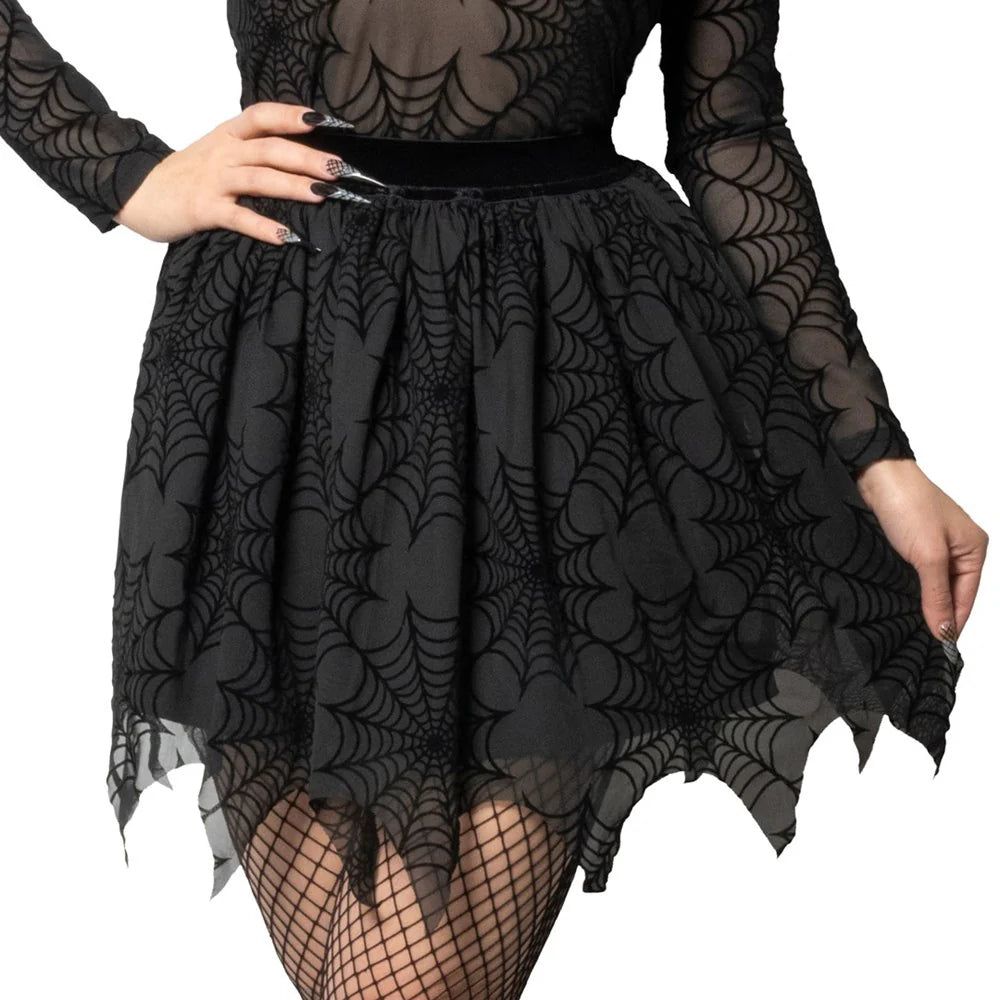 SPIDERWEB MESH TUTU SKIRT - BLACK