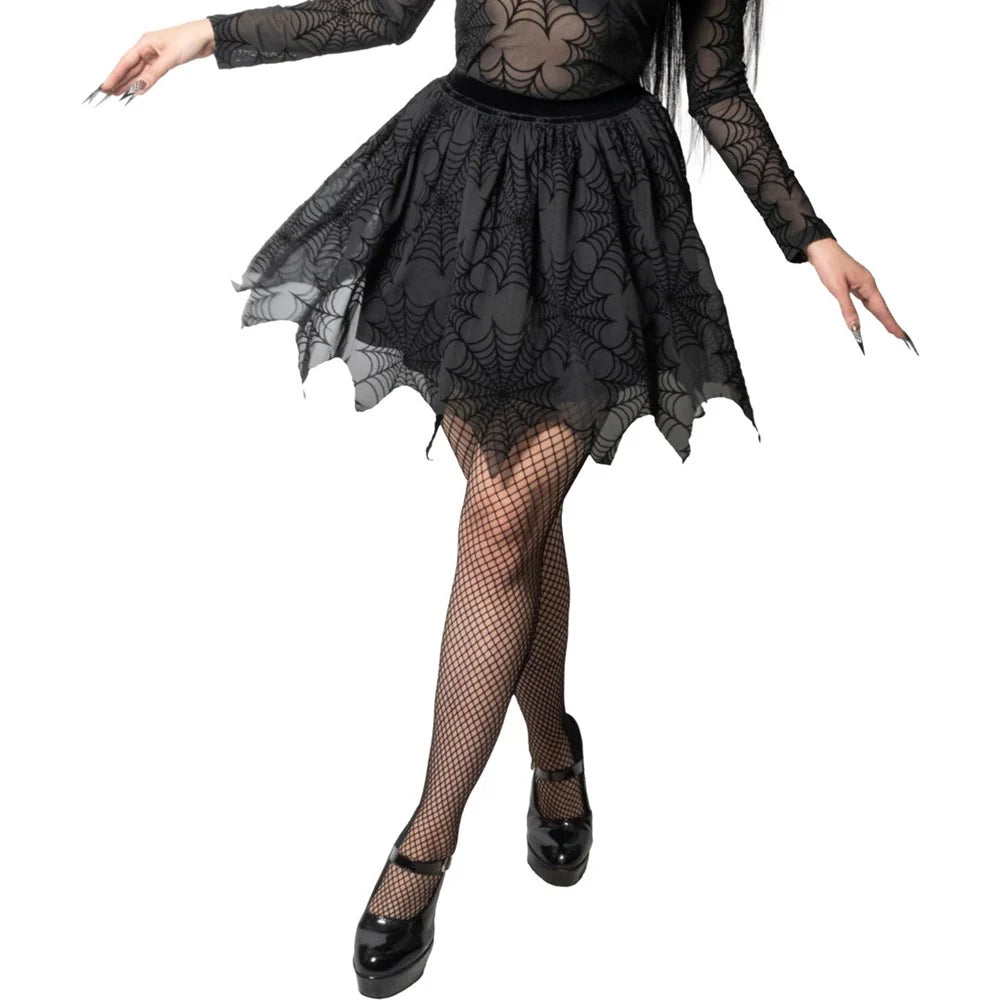 SPIDERWEB MESH TUTU SKIRT - BLACK