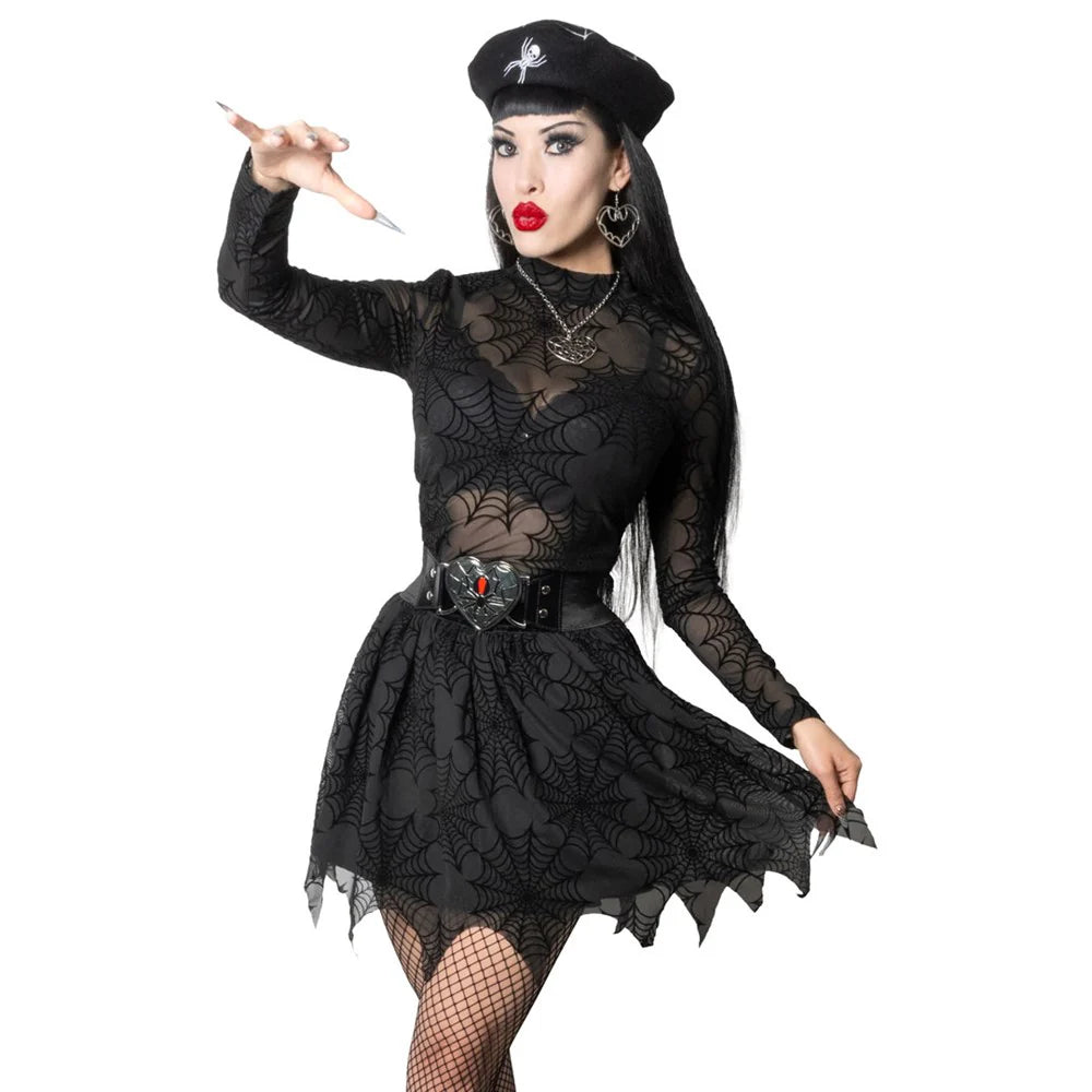 SPIDERWEB MESH TUTU SKIRT - BLACK