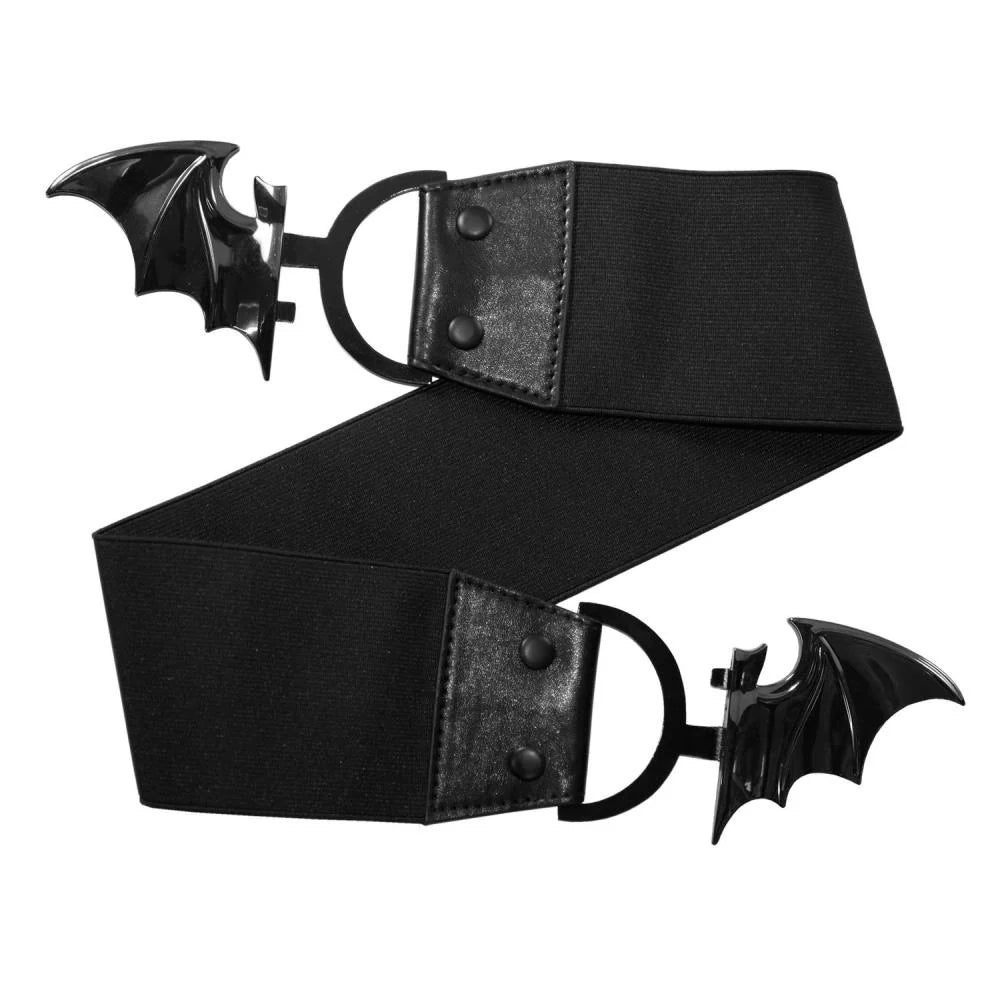 ELASTIC WAIST BELT BAT BLACK