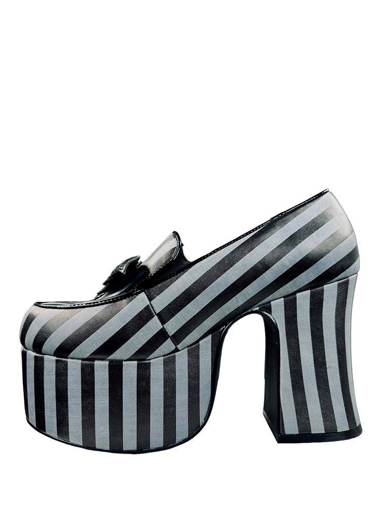 black and white striped platform sneakers