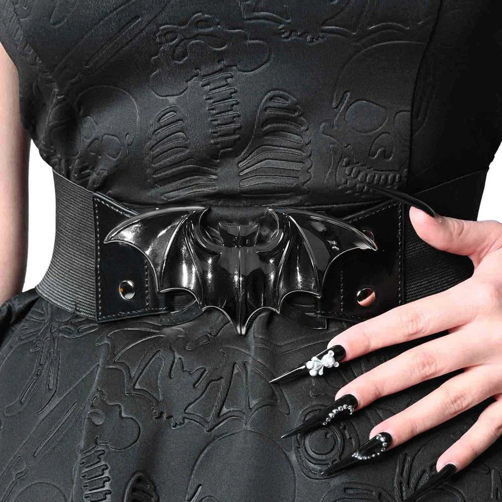 ELASTIC WAIST BELT BAT BLACK