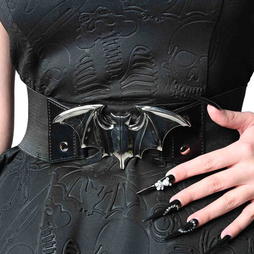 ELASTIC WAIST BELT BAT SILVER