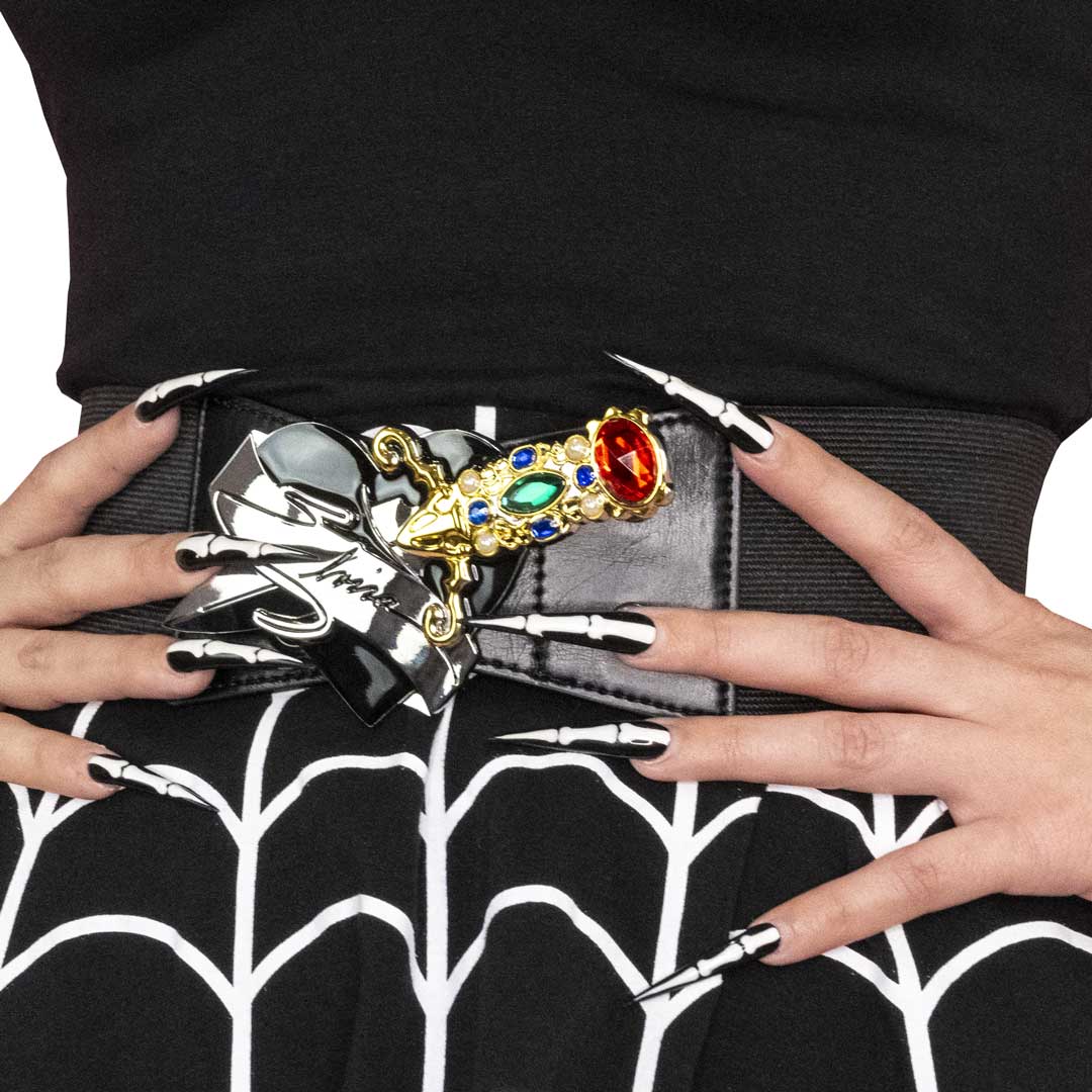 ELVIRA DAGGER ELASTIC WAIST BELT - BLACK