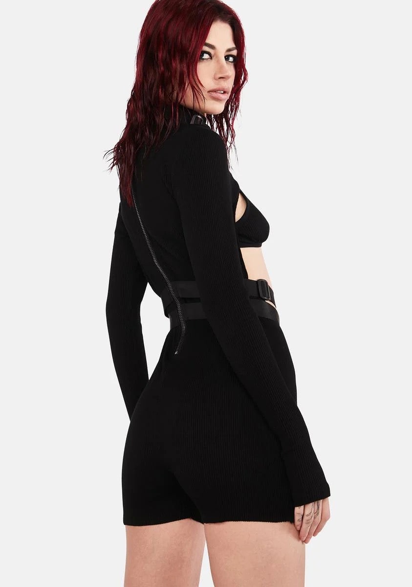 BUCKLE BODYSUIT - BLACK