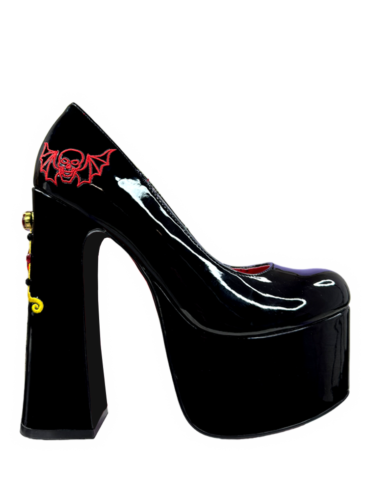 ELVIRA DAGGER PUMP - BLACK/RED