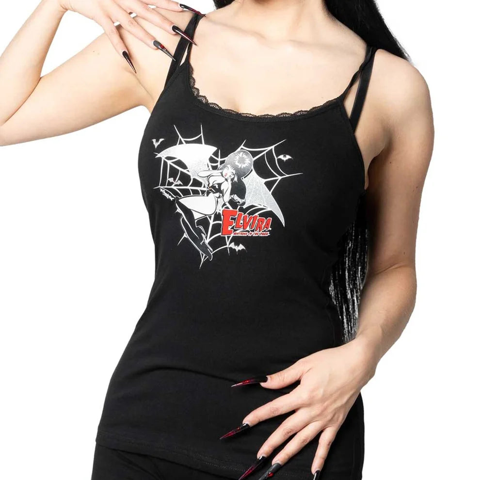 ELVIRA DEMON WING LACE CAMI TOP