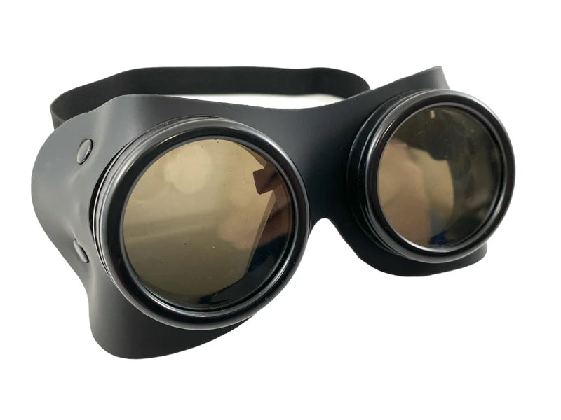 LEATHER WRAPPED GOGGLES - BLACK