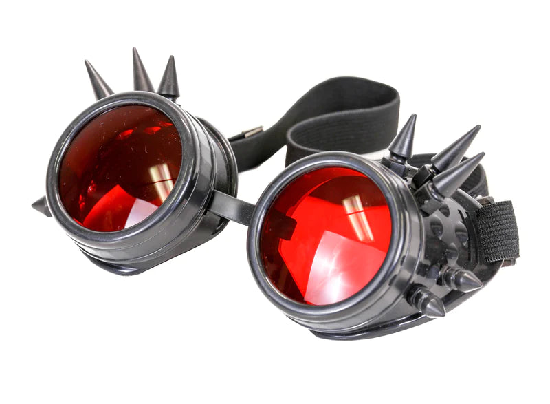 SPIKED GOGGLES - BLACK W/RED LENS