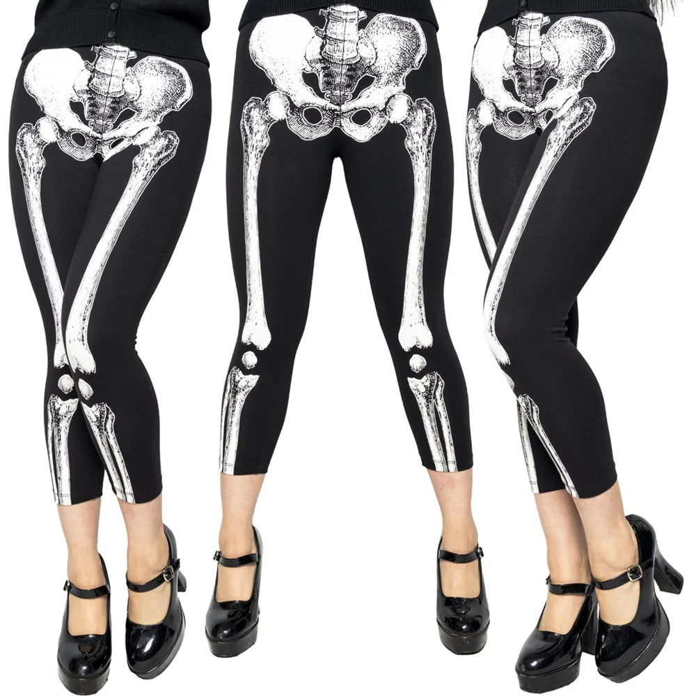 SKELE-BONES WHITE CAPRI LEGGINGS