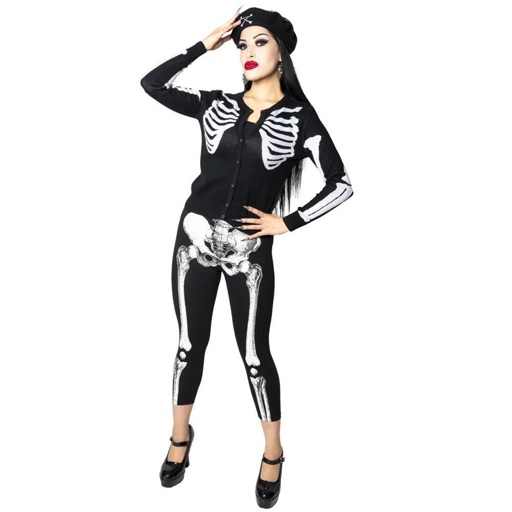 SKELE-BONES WHITE CAPRI LEGGINGS