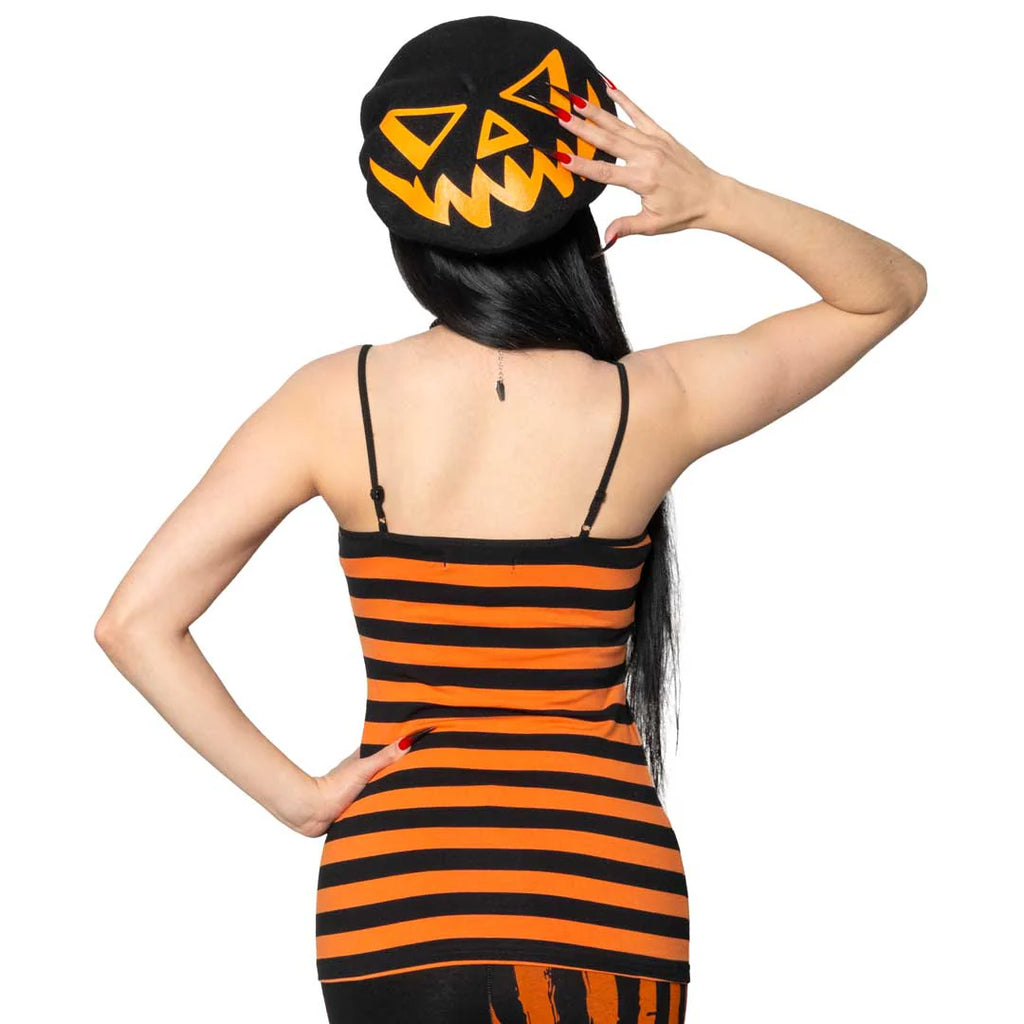 PUMPKIN STRIPED LACE CAMI TOP