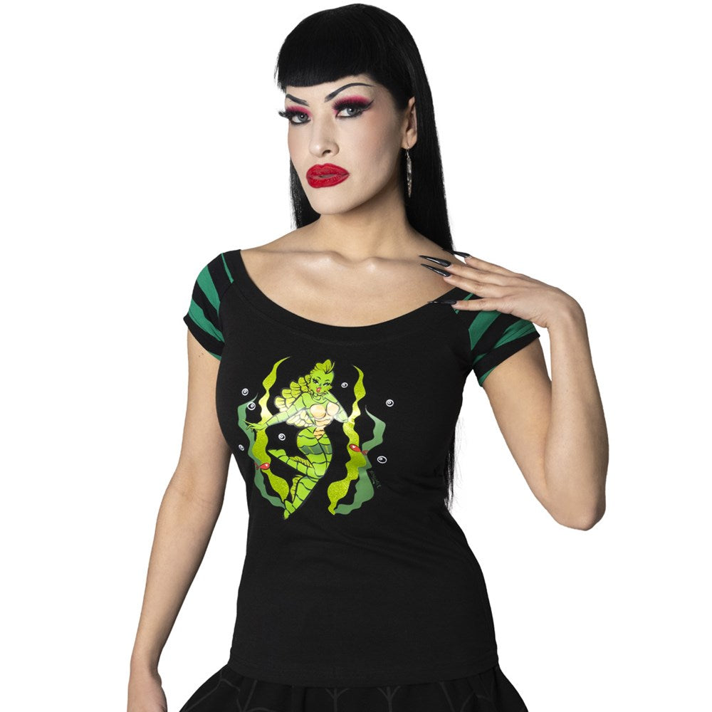 SHE CREATURE GLITTER SHOULDER TOP