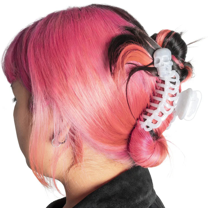 SKELETON RIBCABE HAIR CLAW CLIP GLOW IN THE DARK