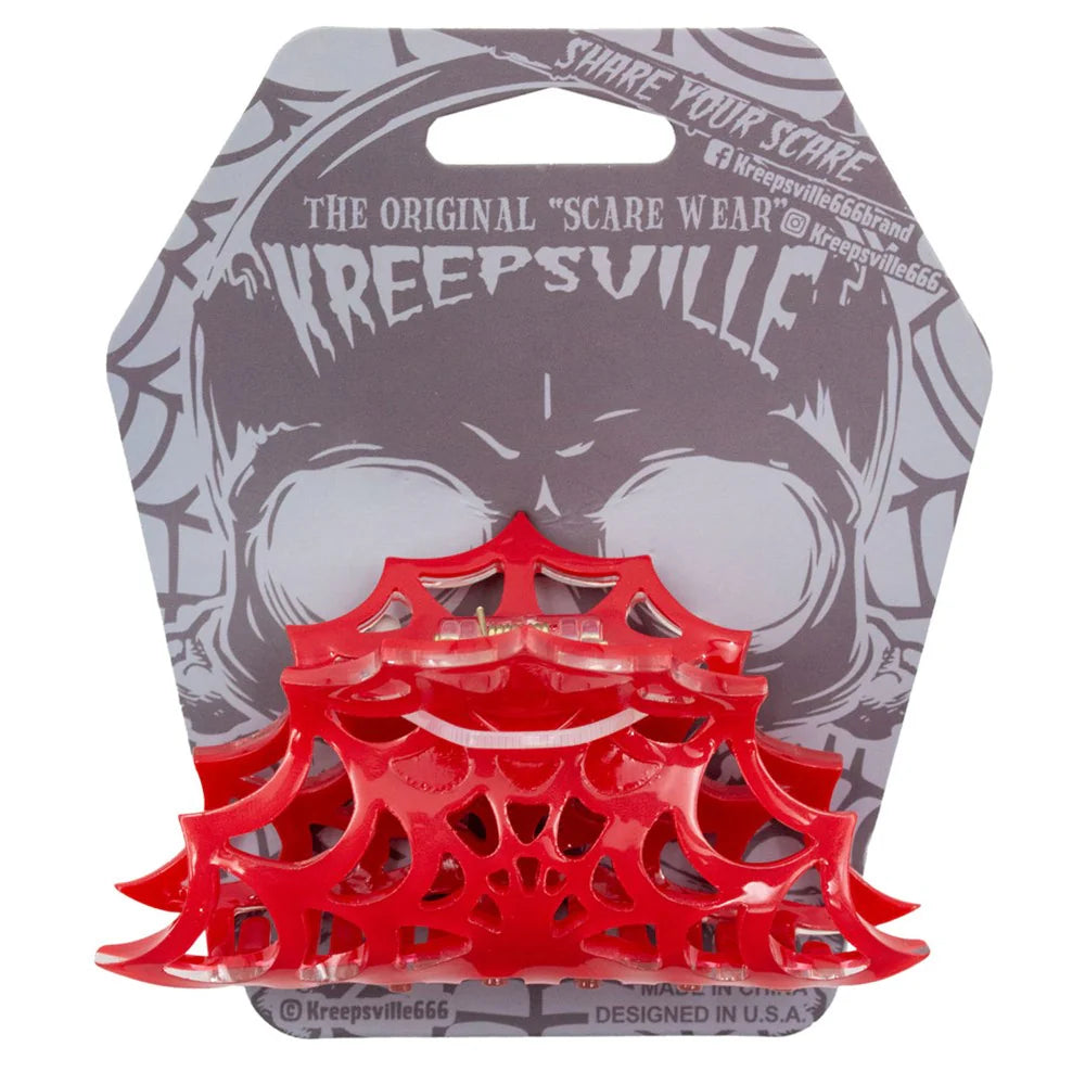 SPIDERWEB HAIR CLAW CLIP RED