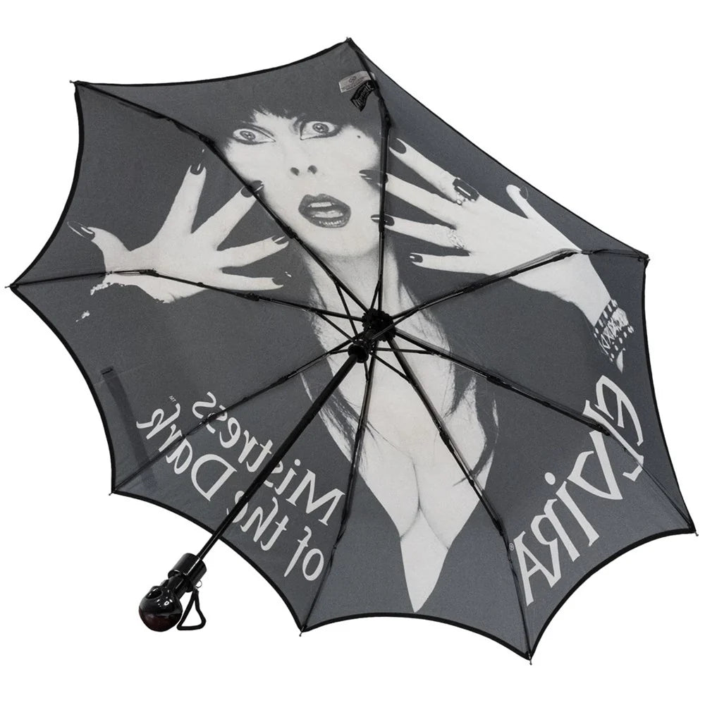 SKULL HANDLE ELVIRA CLASSIC LOGO UMBRELLA