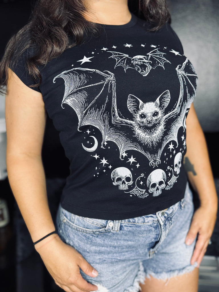 BAT BABY TEE - BLACK/WHITE