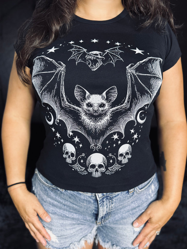 BAT BABY TEE - BLACK/WHITE