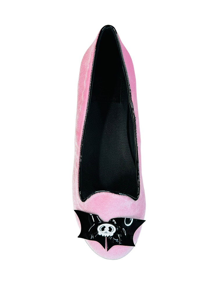 LYDIA SKULL BAT - PINK VELVET
