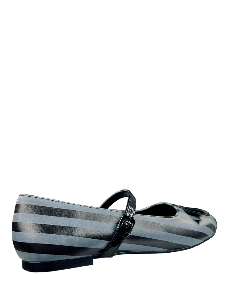 MARY JANE BAT STRIPE - BLACK/GREY