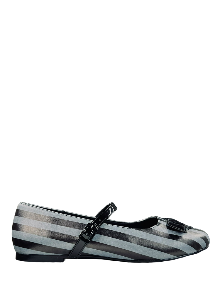 MARY JANE BAT STRIPE - BLACK/GREY