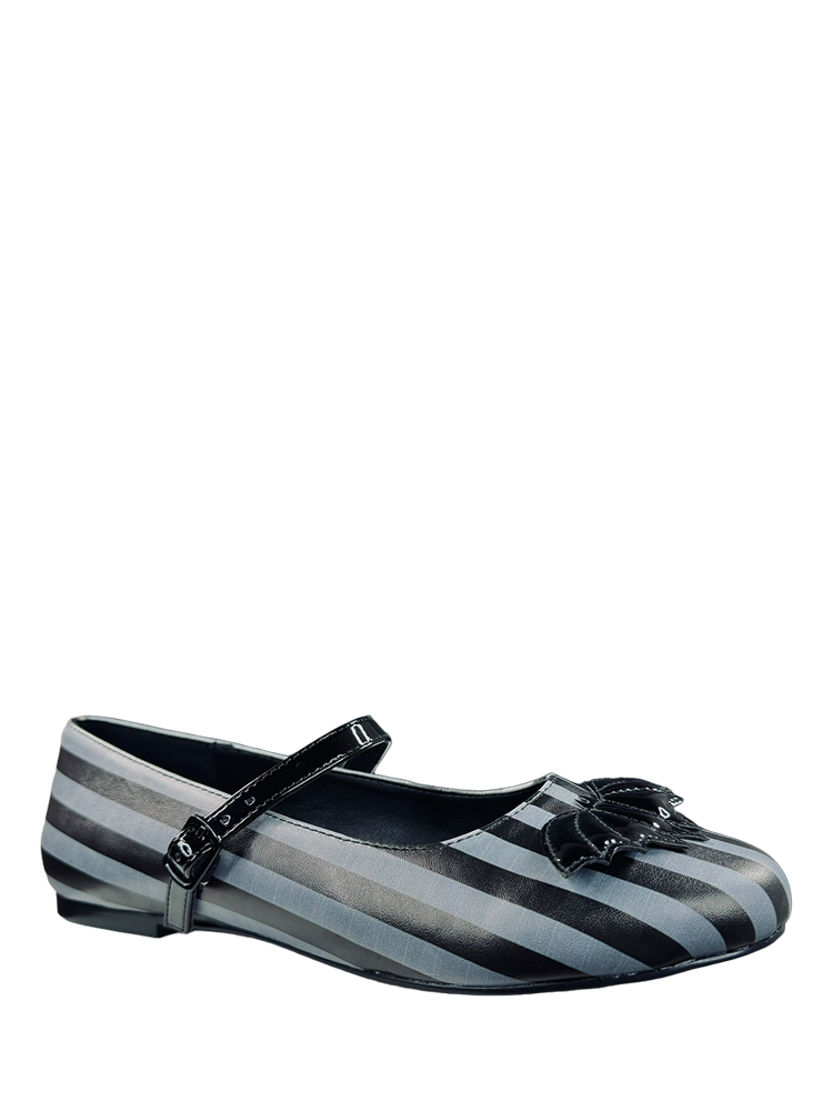 MARY JANE BAT STRIPE - BLACK/GREY