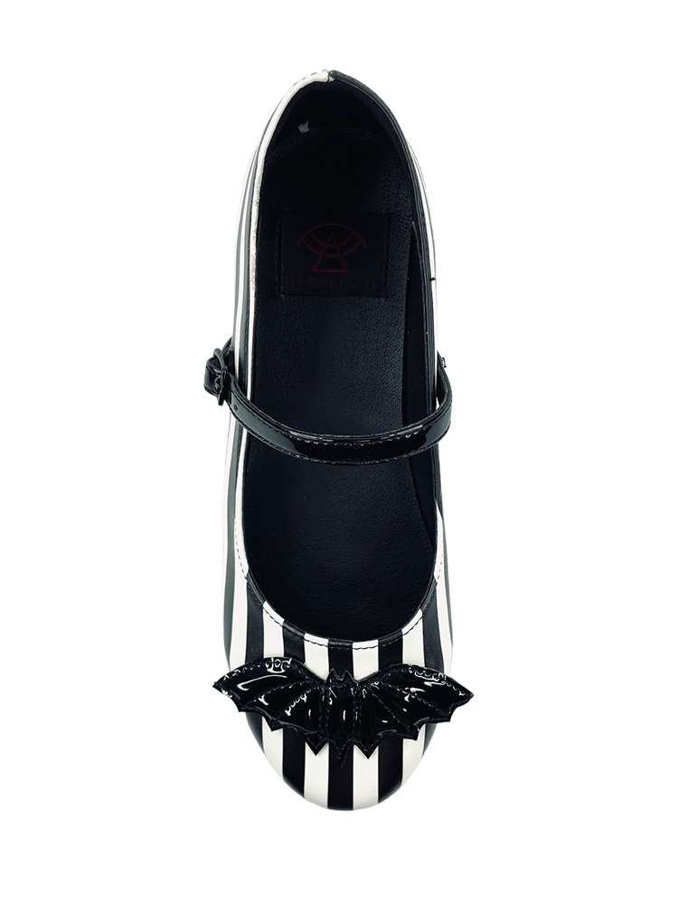 MARY JANE BAT STRIPE - WHITE/BLACK