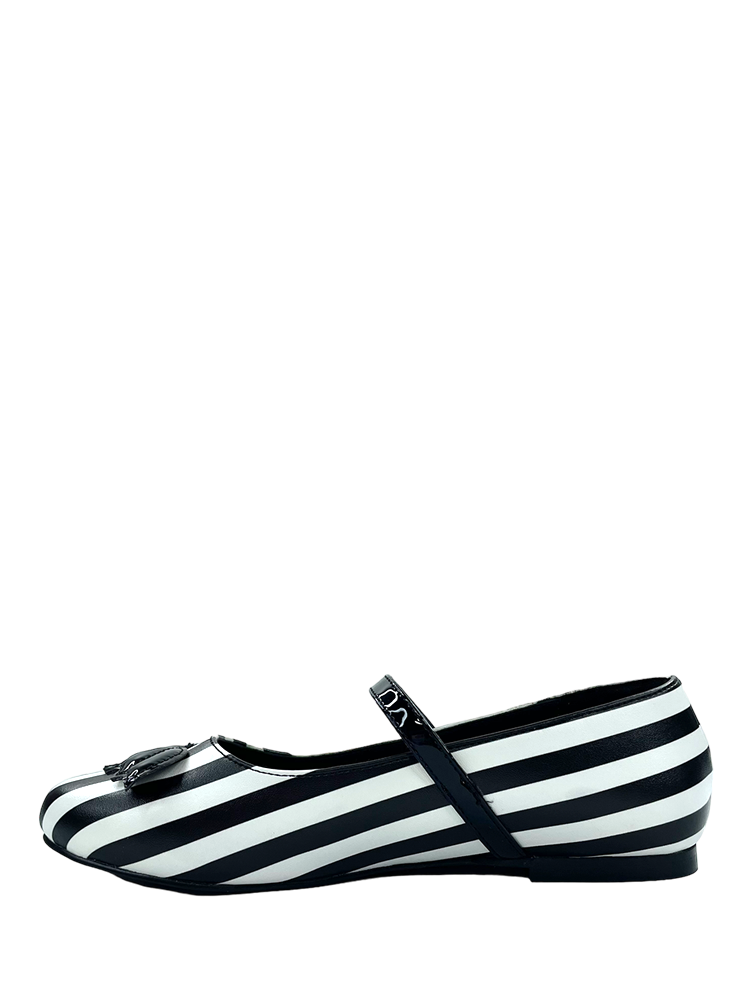 MARY JANE BAT STRIPE - WHITE/BLACK
