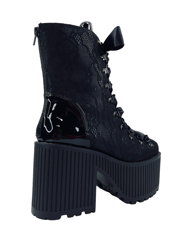 Pandora Platform Boot Black Lace
