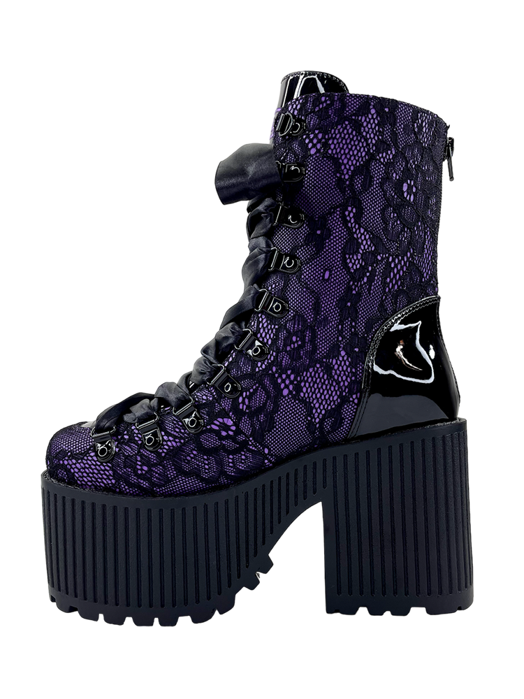 Pandora Platform Boot Black/Purple Lace