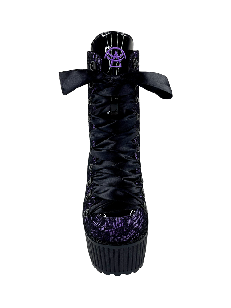 Pandora Platform Boot Black/Purple Lace