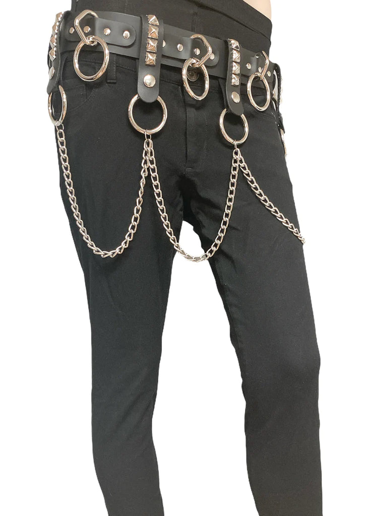 REMOVABLE RING AND CHAIN BELT - BLACK/SILVER