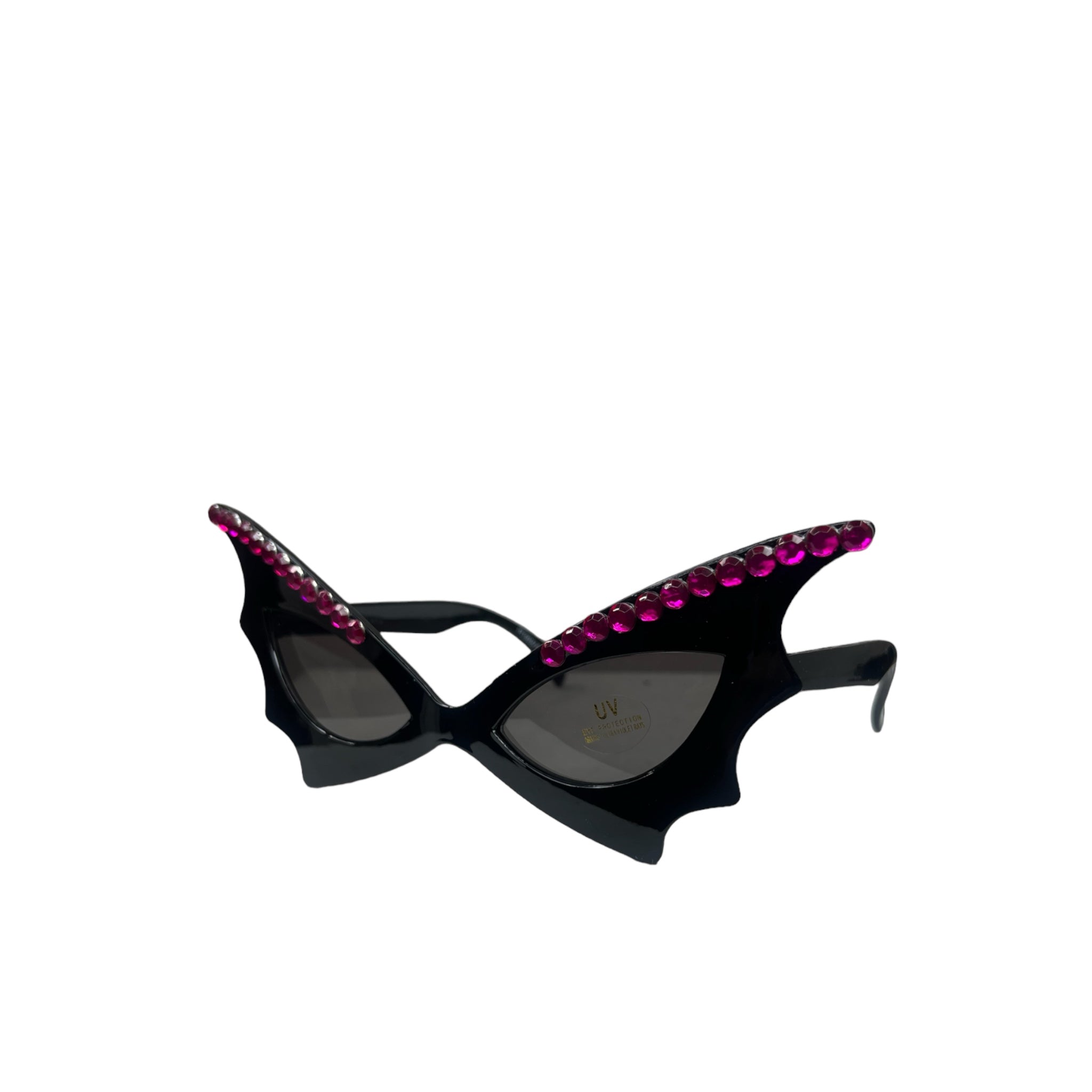 BAT OVERSIZED RHINESTONE SUNGLASSES BLACK/PINK BAT OVERSIZED RHINESTONE SUNGLASSES BLACK/PINK