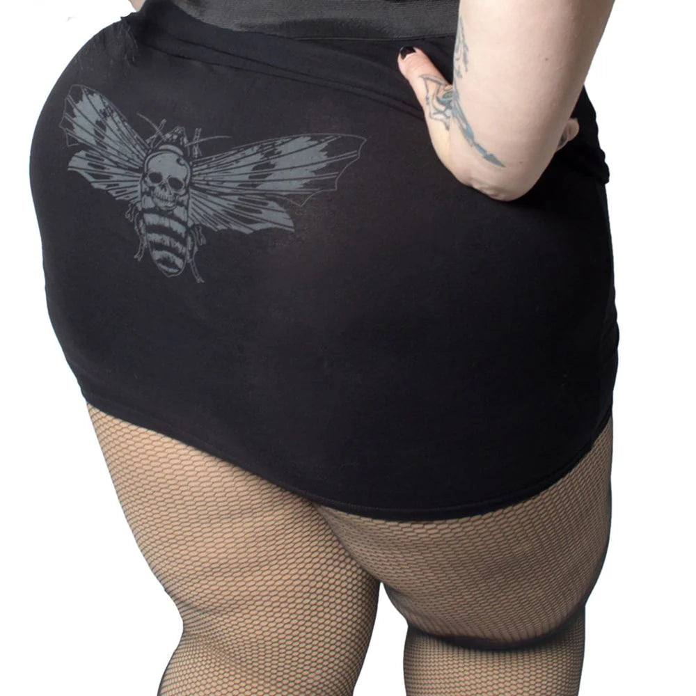 DEATH MOTH MINI SKIRT - GREY