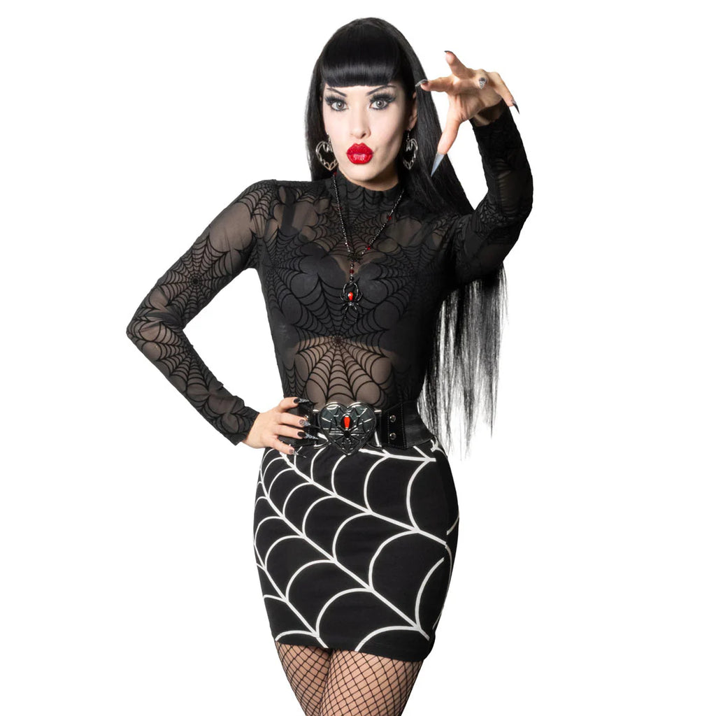 SPIDERWEB MINI SKIRT - BLACK WHITE