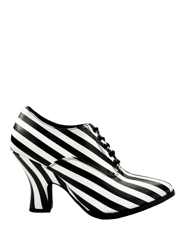VICTORIA STRIPE HEEL BLACK WHITE