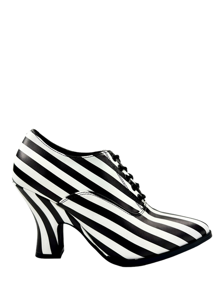VICTORIA STRIPE HEEL BLACK WHITE