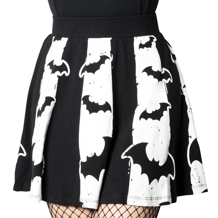 Black skater skirt with white stripes best sale