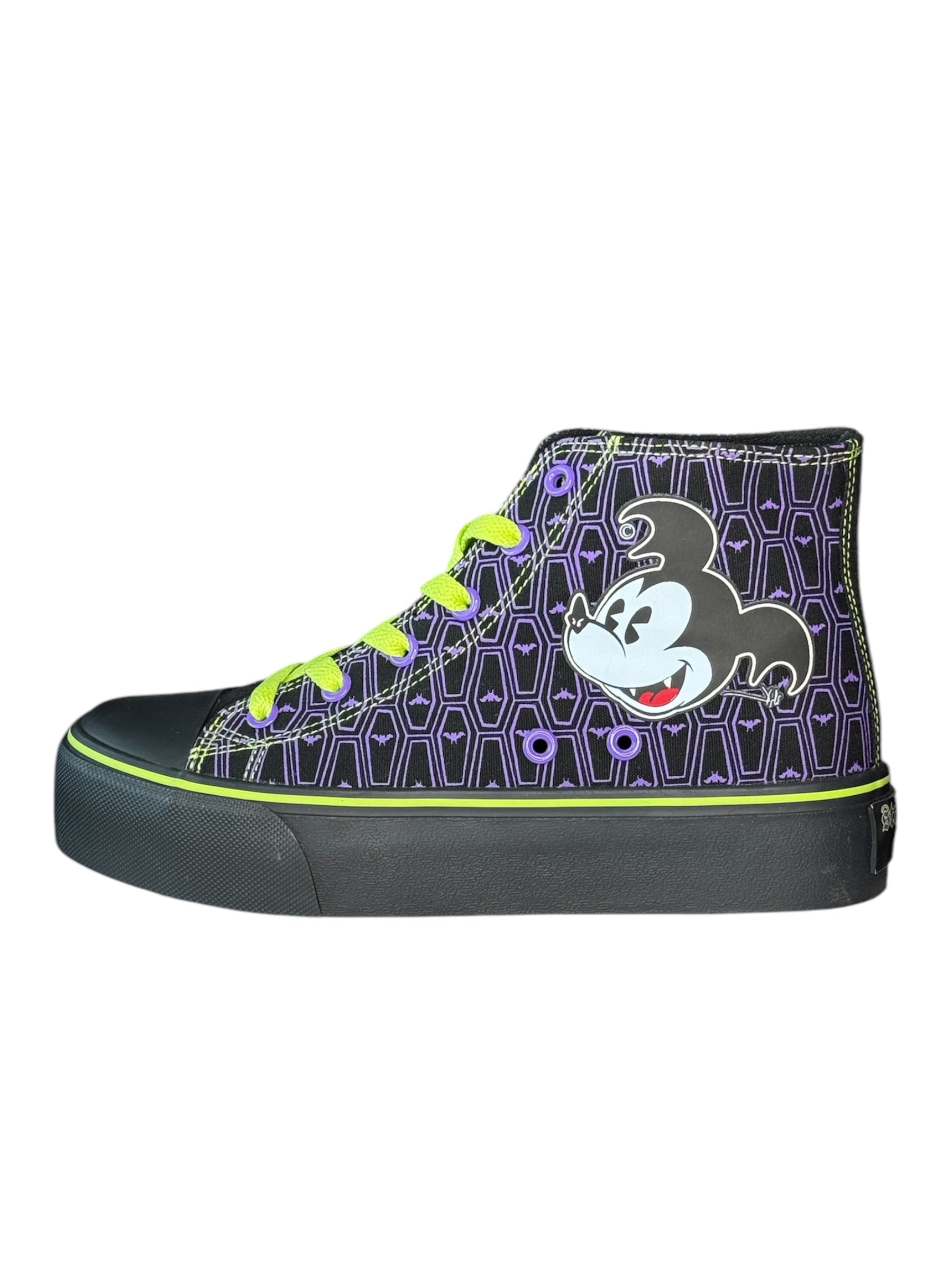 High-top sneaker with a cartoon character design on a white background