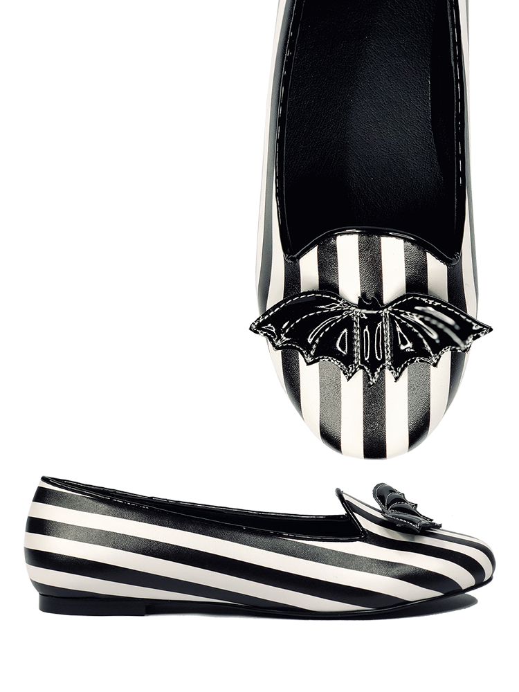 Lydia Bat Flat Striped Black — strangecvlt